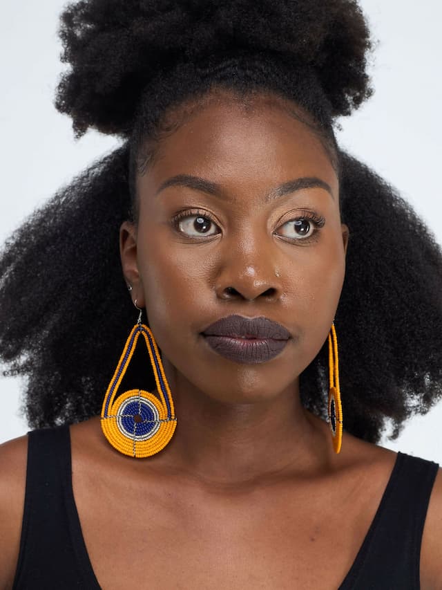 Oval Hanging Earring - Orange