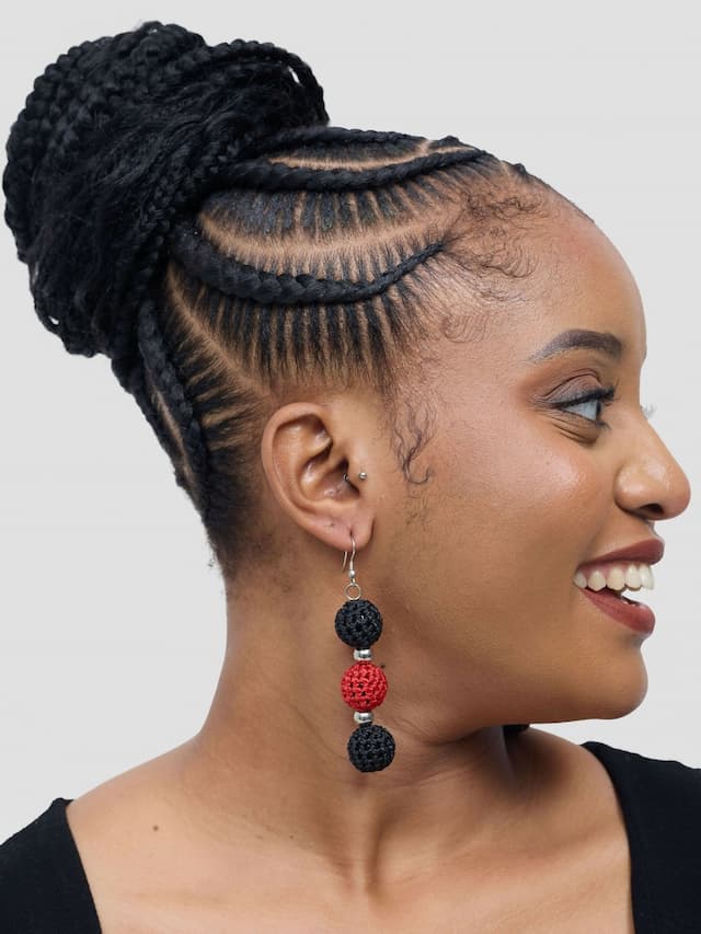 Ball Earring - Black / Red