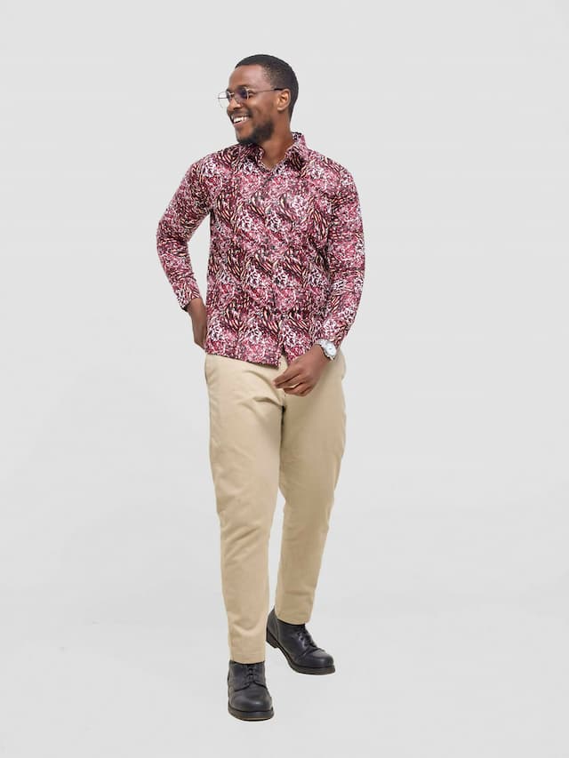 Mendilines Warm African Shirt - Maroon Print