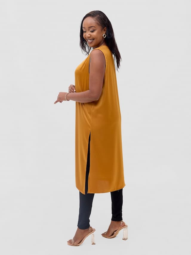 Vivo Meli Sleeveless Coat - Dark Mustard
