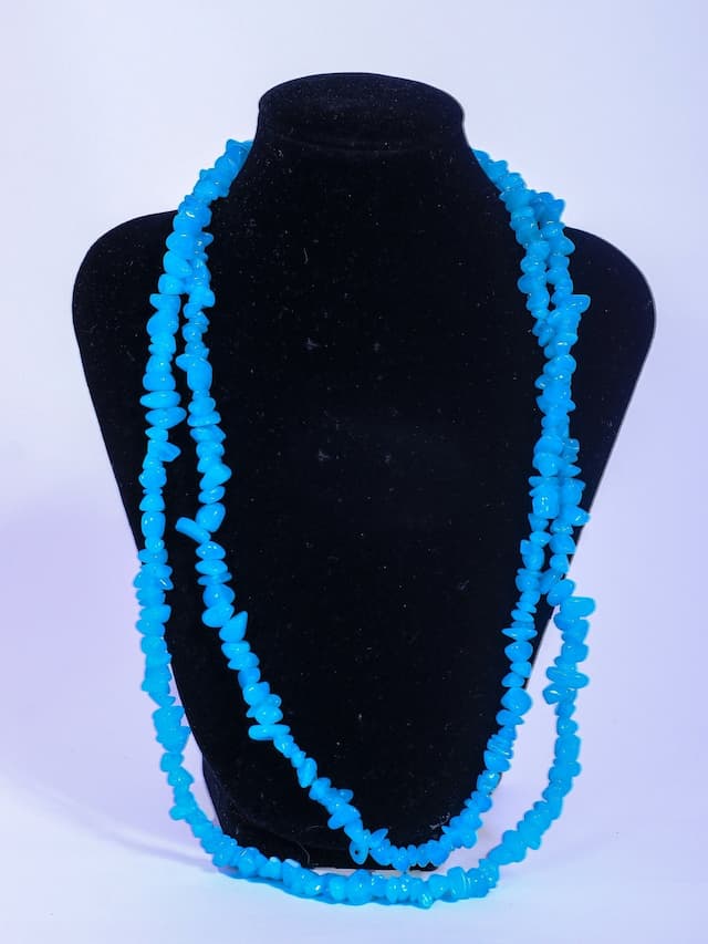 Double Layered Ceramic Beads Necklace Set - Blue