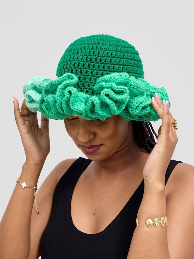 Twist & Turn Ruffle Hat - Green