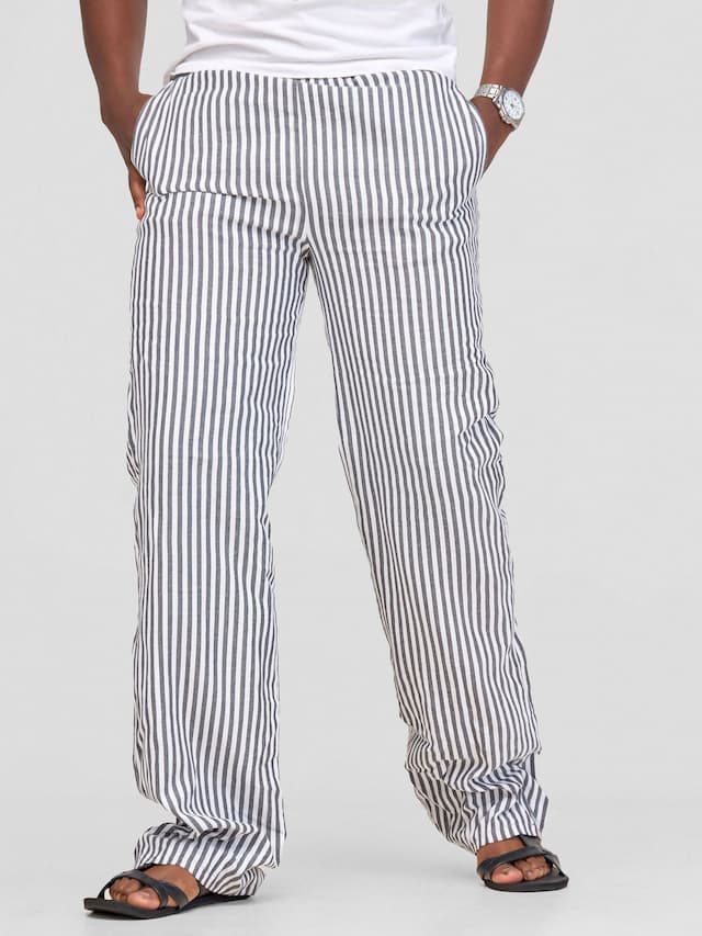 Liquid Lemn Striped Kikoy Lounging Pants - Grey
