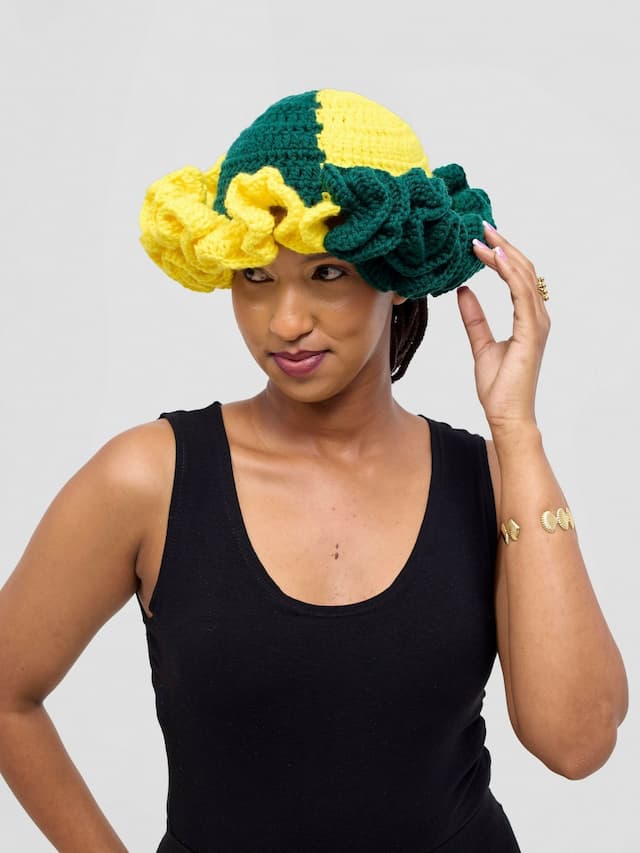 Twist & Turn Ruffle Hat - Yellow / Green