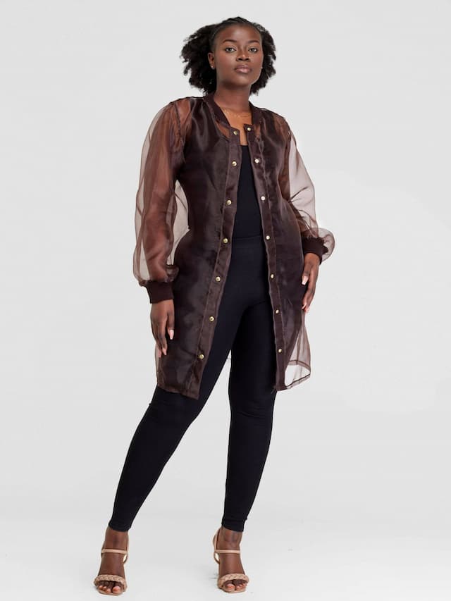 Vazi Afriq Organza Duster Coat - Brown