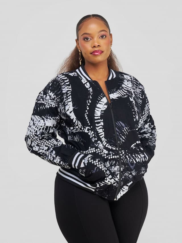 Rafiki Threads Zipye Ankara Jacket - Black / White
