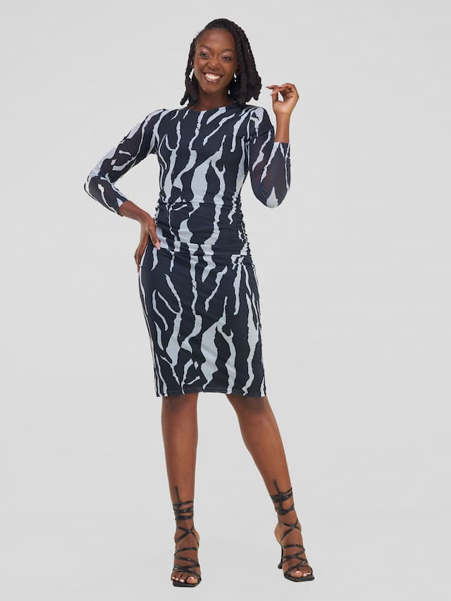 Bodycon Monochrome Dress - Black / Light Grey