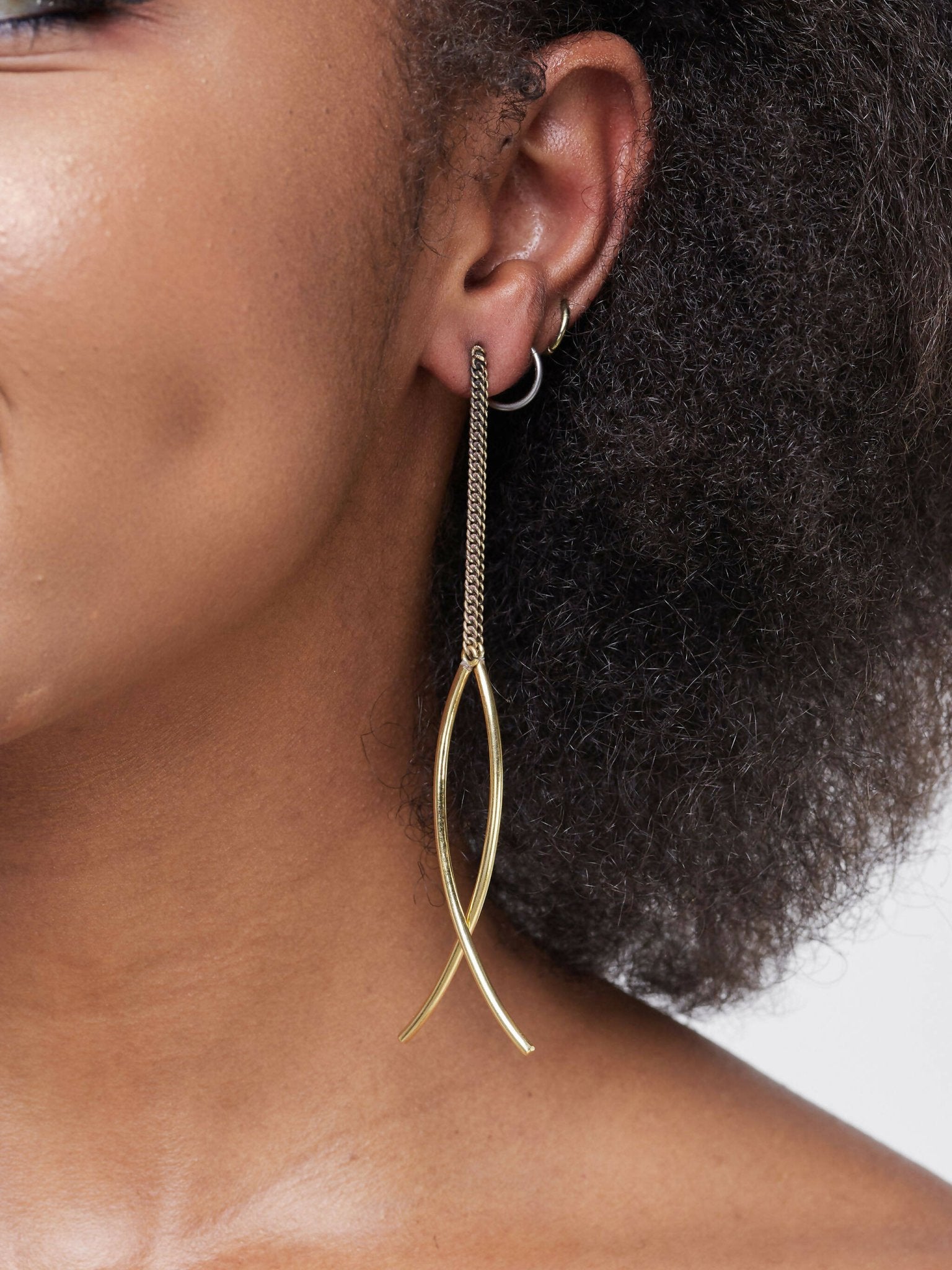 The M Collective Moon Curve Brass Earrings - Gold