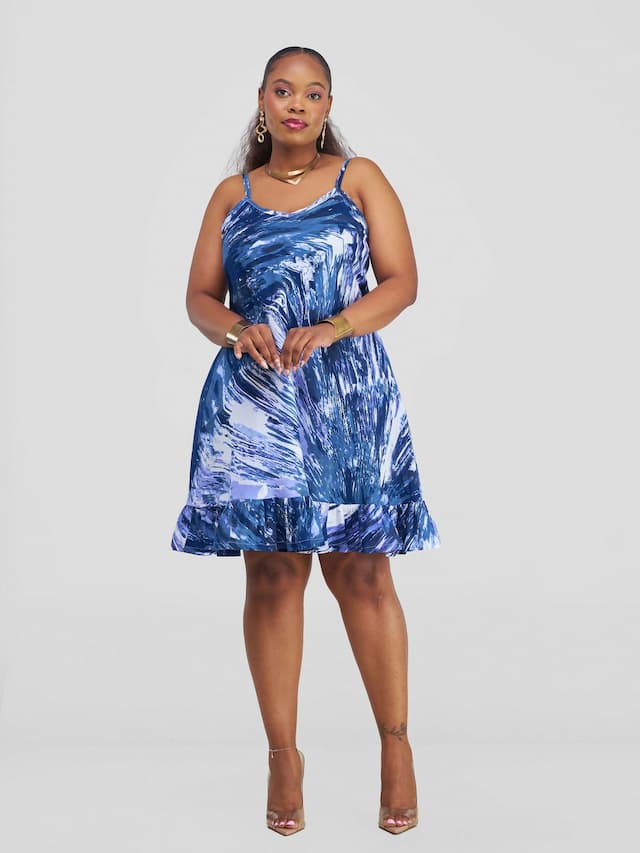 Ocean Breeze Spaghetti Strap Dress - Blue