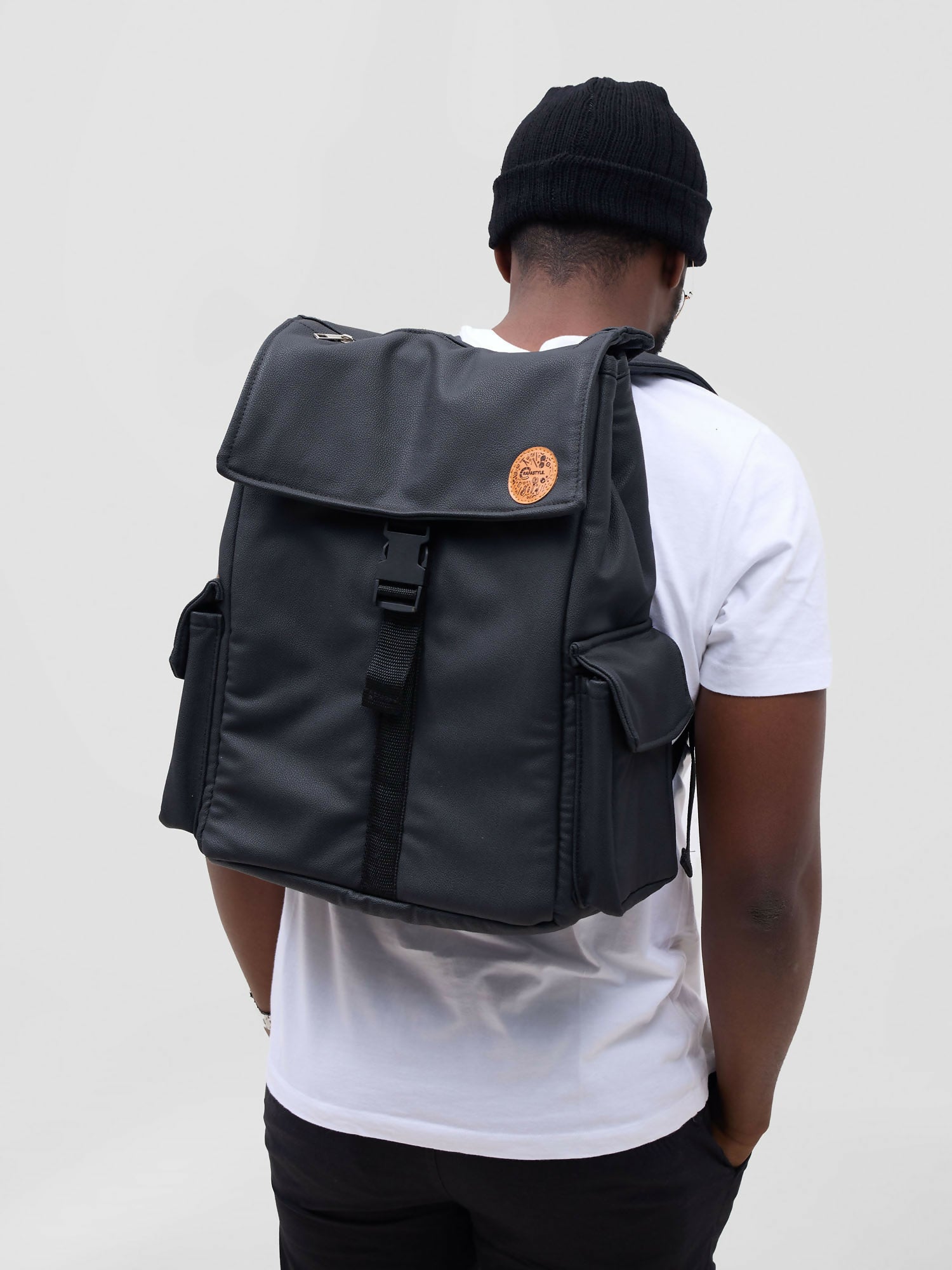 Back Pack Press On Top Bag - Black