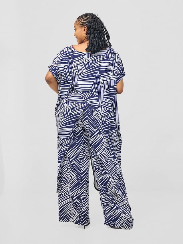 Liliadly Stormy Asymmetrical Pant Set - Blue