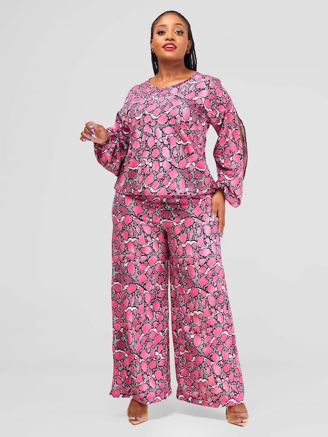 Salok Havilah Soroti Pant Set - Pink Print