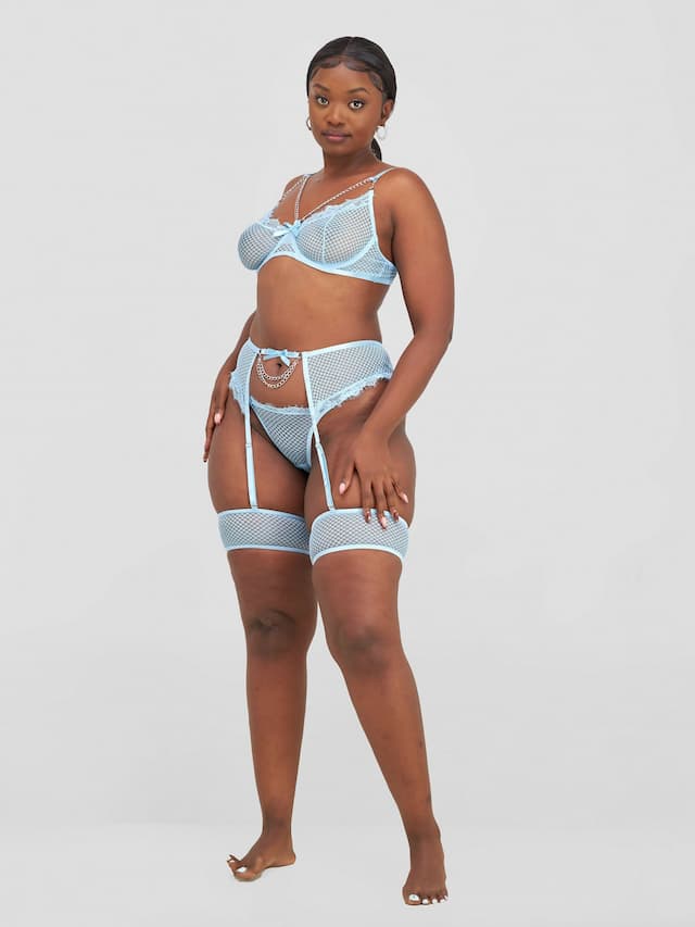 Fishnet Design Garter Lingerie - Cream