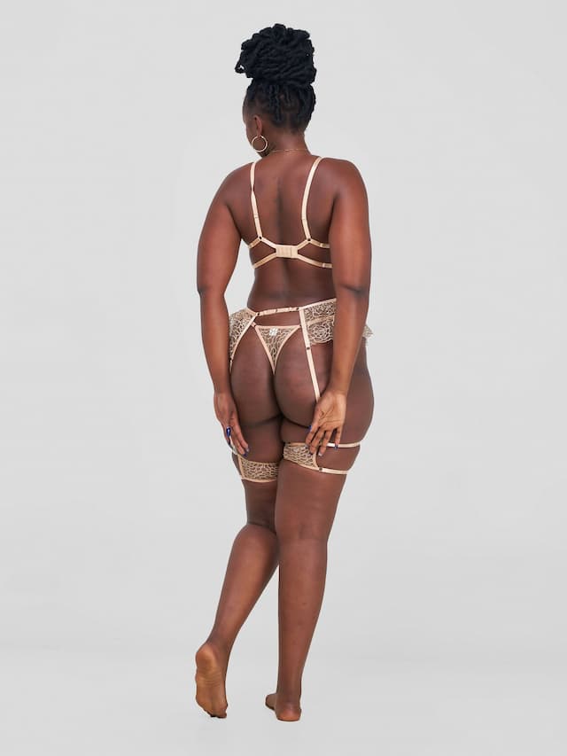 4pc Lace Lingerie - Beige
