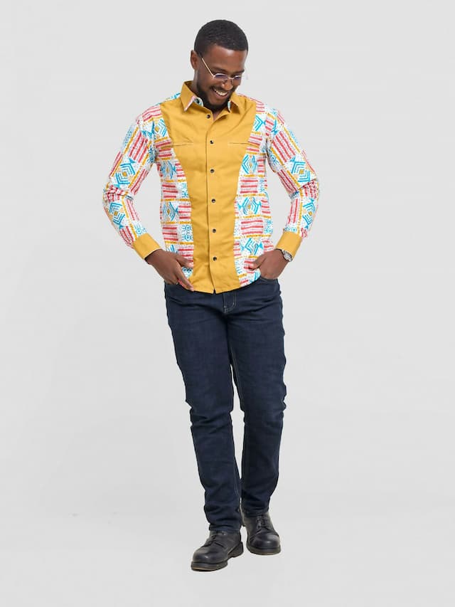 Mendilines Warm African Shirt - Yellow Print