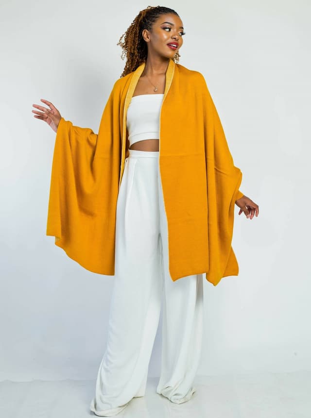 Orchid Wrap Shawl - Mustard