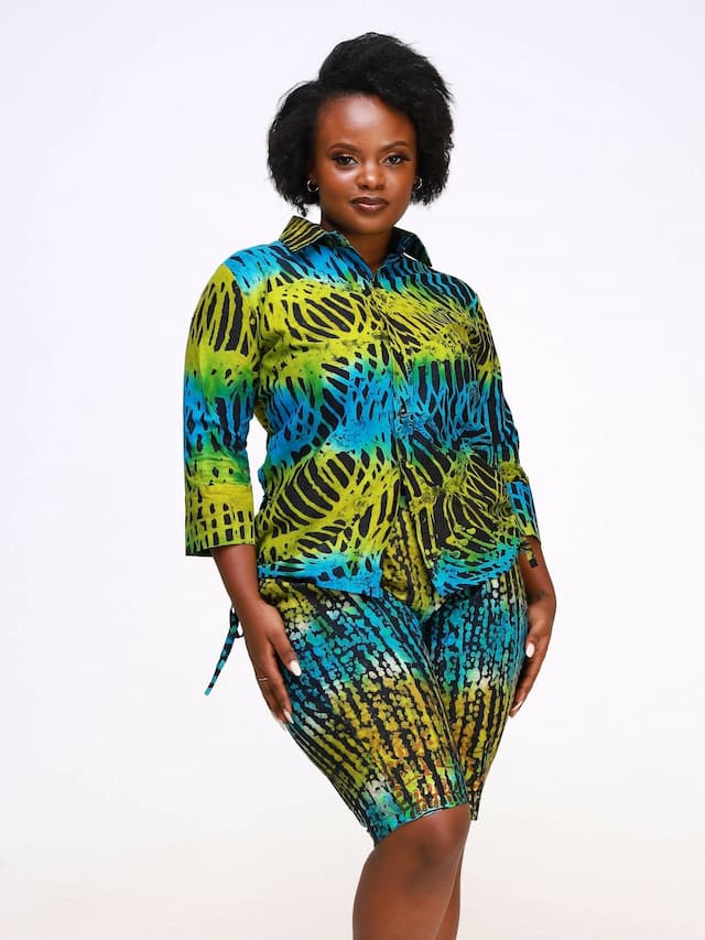 Wsc Pambo Unique Handmade Adire Shirt and Pants - Green