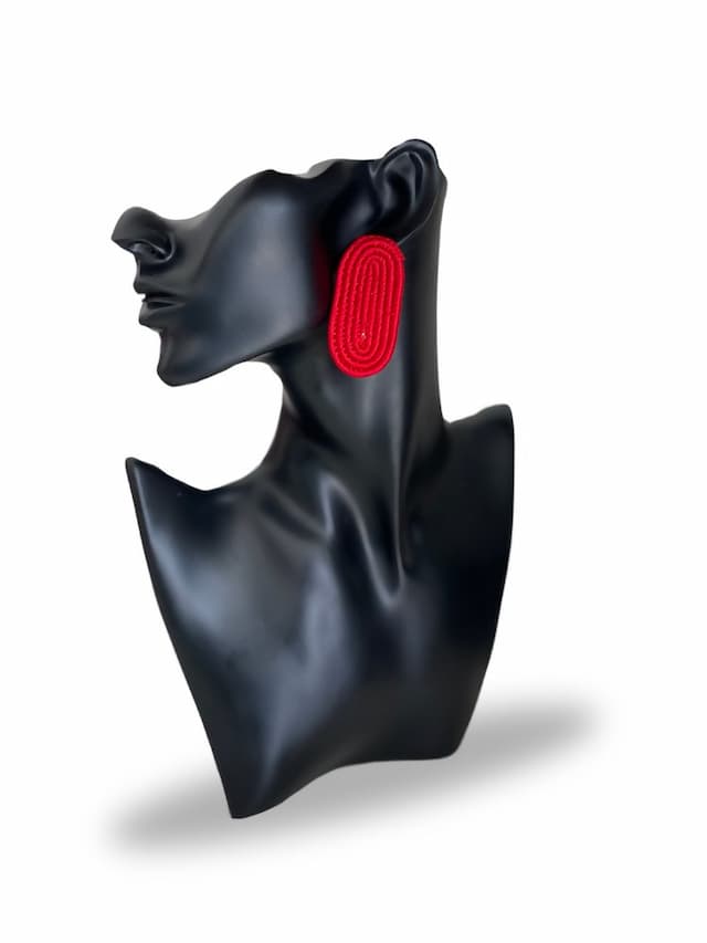Tuli Naoki Oval Stud Earring - Red