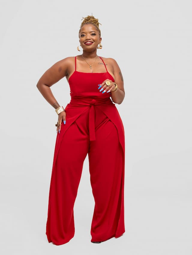 Elsie Glamour Amara Wrap Jumpsuit - Red