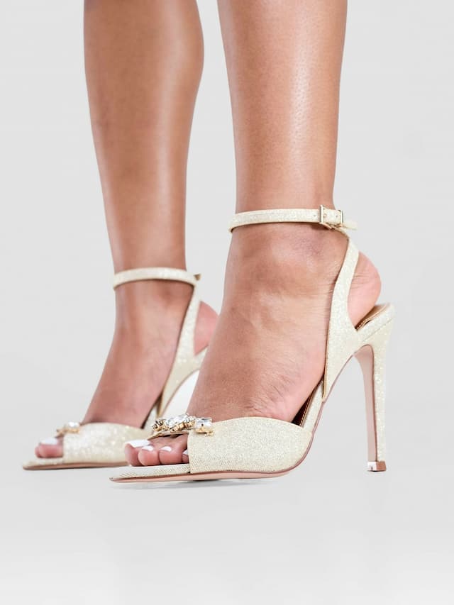 Nine West Fern Heel Sandals - Champagne