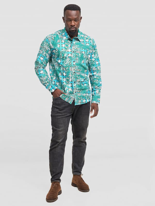 Mendilines Warm African Shirt - Green / White