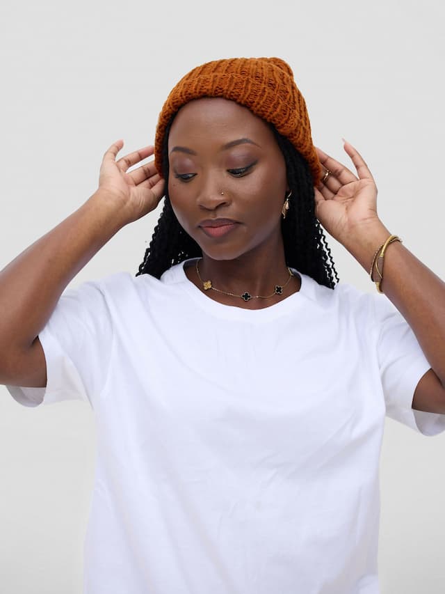 Ogfra Knits Knit Beanie Hat - Brown