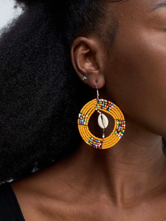 Round Shell Earring - Orange