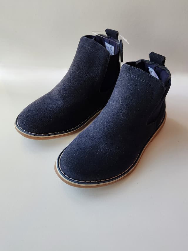 Boys Leather Ankle Boots - Navy