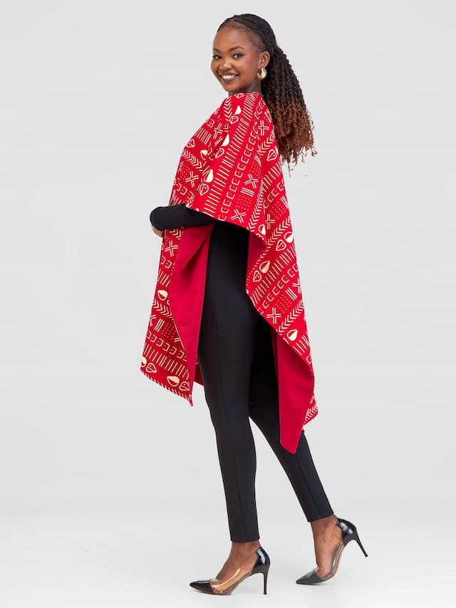 Reversible Cape Poncho - Red