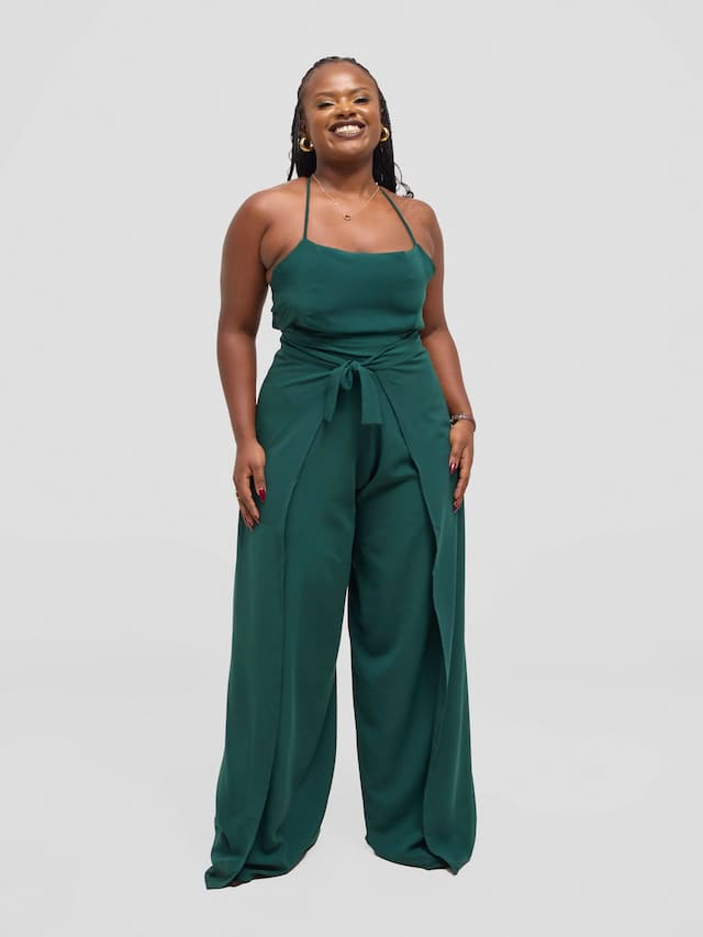 Elsie Glamour Amara Wrap Jumpsuit - Emerald Green