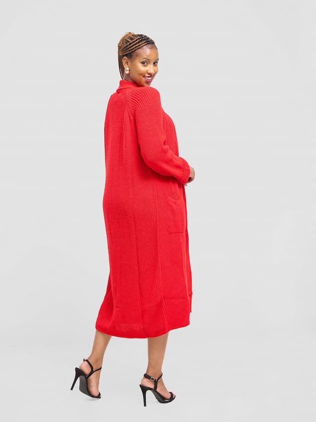 Anel’s Knitwear Midi Sweater - Red