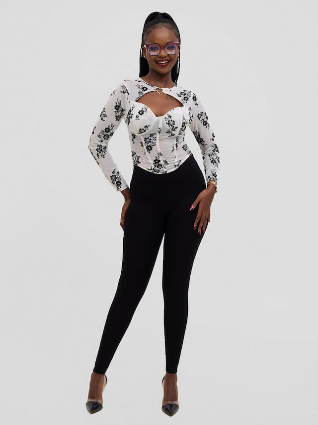 Stylish Sisters Fancy Top - White / Black