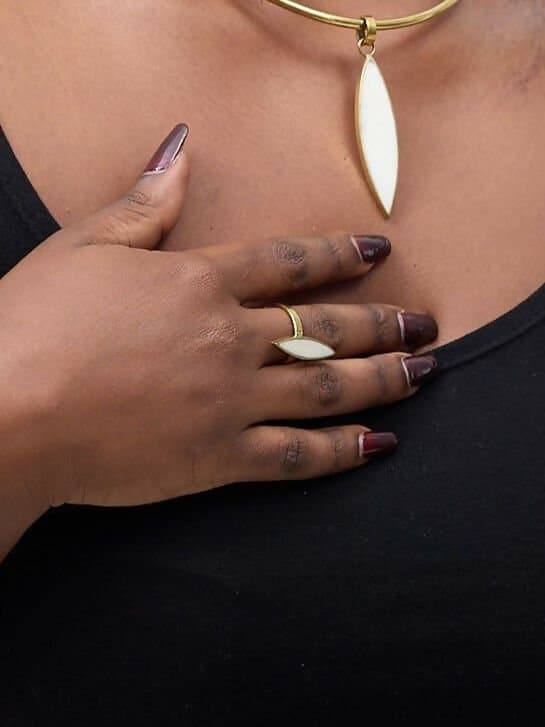 Purely Brass Wema Brass Ring - White / Gold