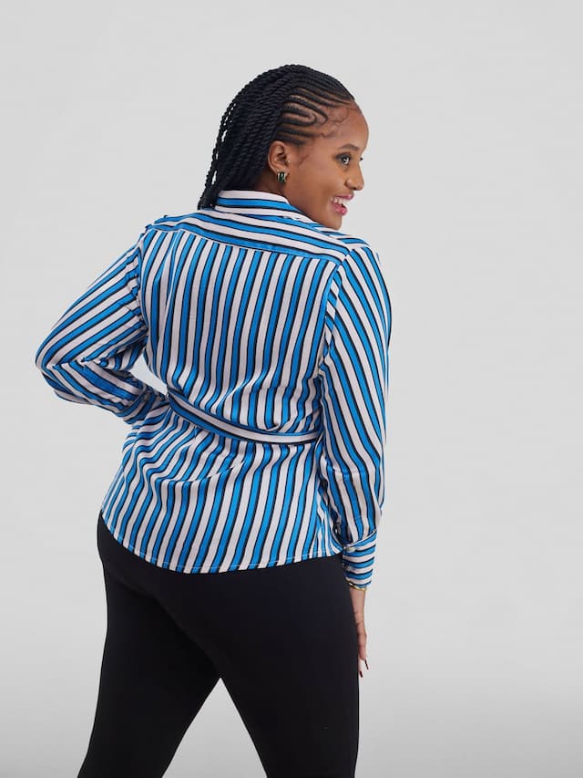 Silk House Collection Kiki Shirt - Blue Stripe