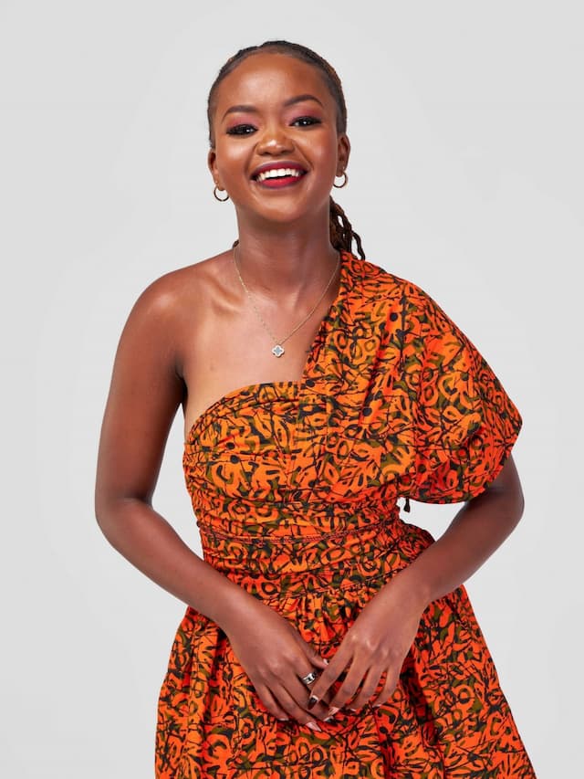 Maridadi African Print Infinity Dress - Orange