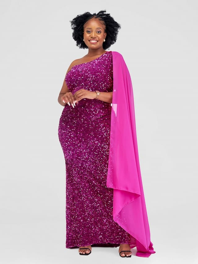 Therose Empire Sherry Gown - Fuschia
