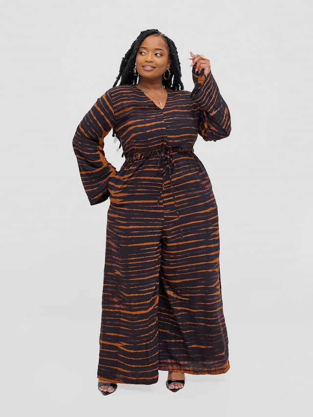 Vivid Afrikana Jumla Jumspuit - Black / Brown