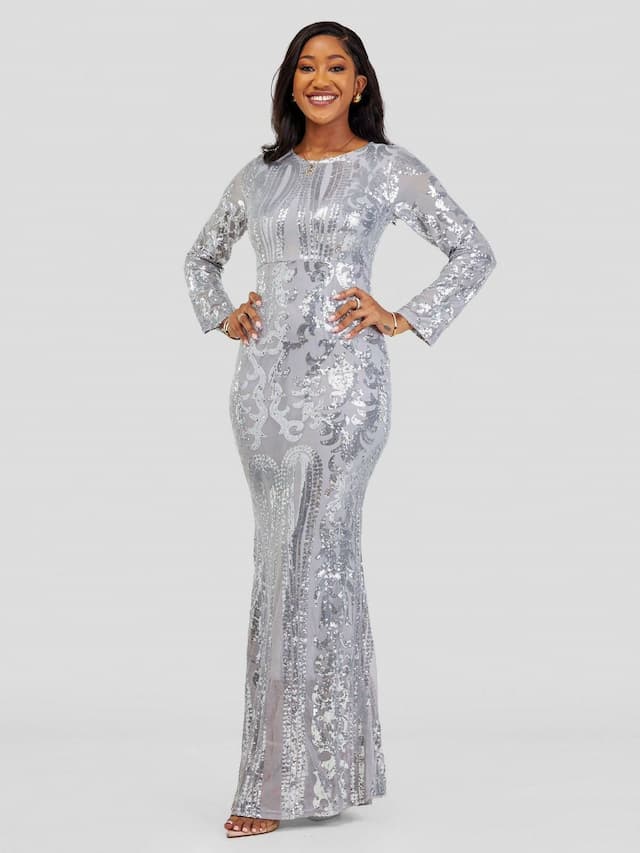 Stylish Sisters/Sequin Gown - Grey