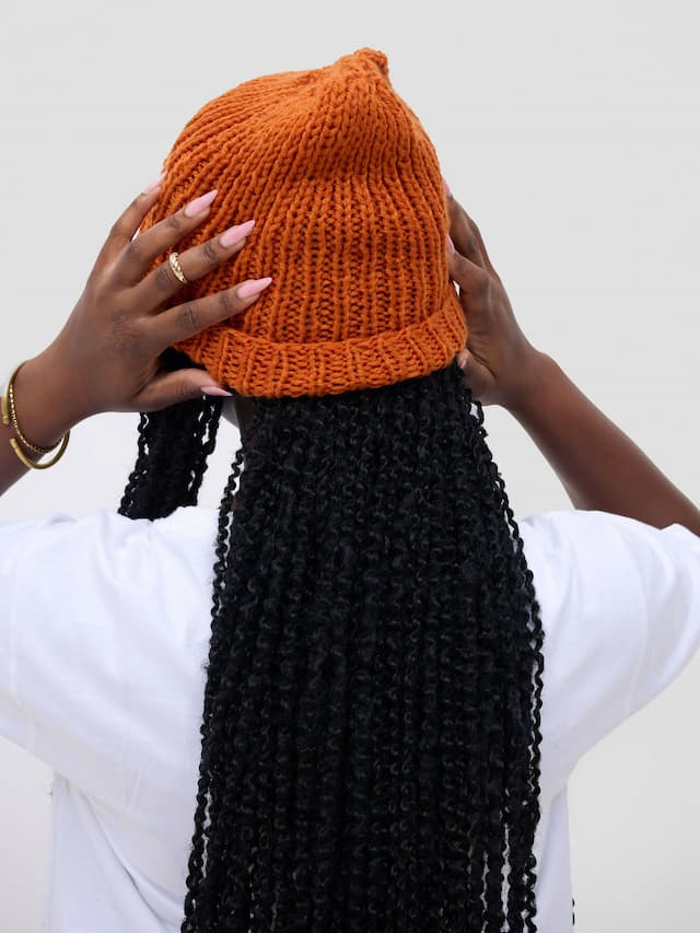 Ogfra Knits Knit Beanie Hat - Burnt Orange