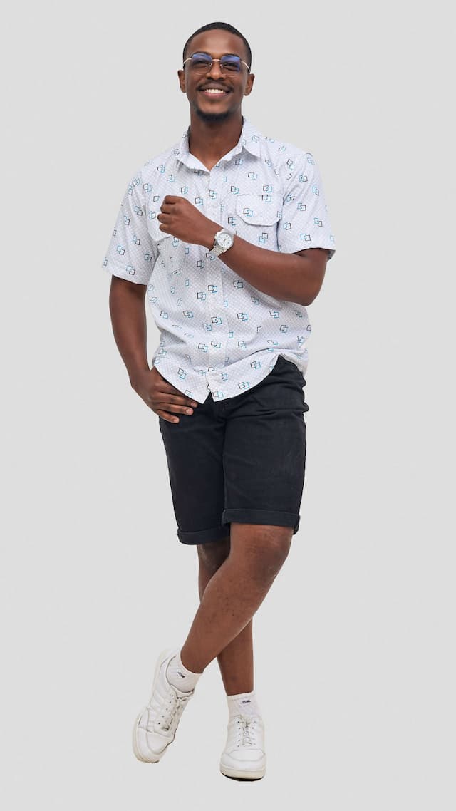 Vazi Afriq Cotton Shirt - White / Green