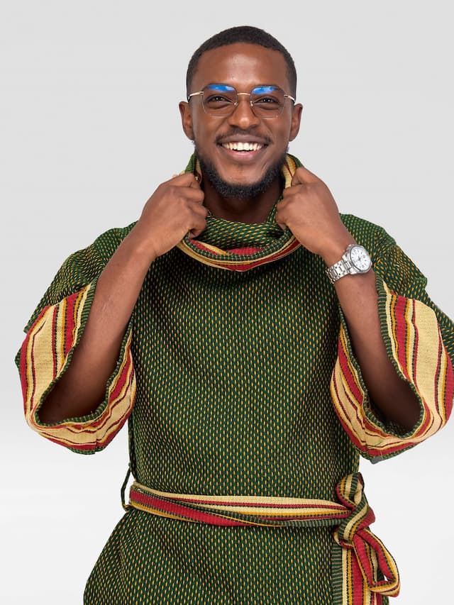 Liquid Lemn Unisex Snoodie Kanzu - Green / Gold Print