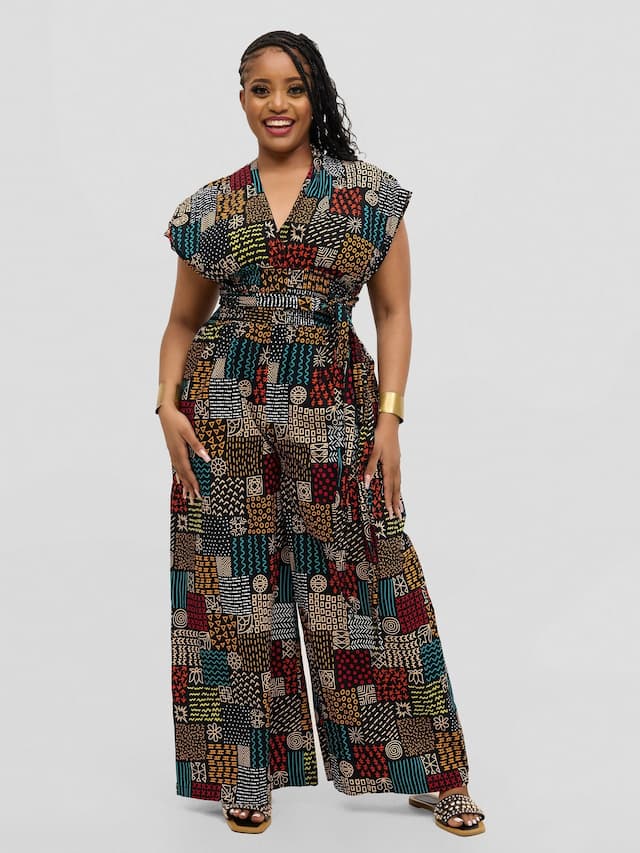 Waridi Africa Fanaka Jumpsuit - Multicolored African Print