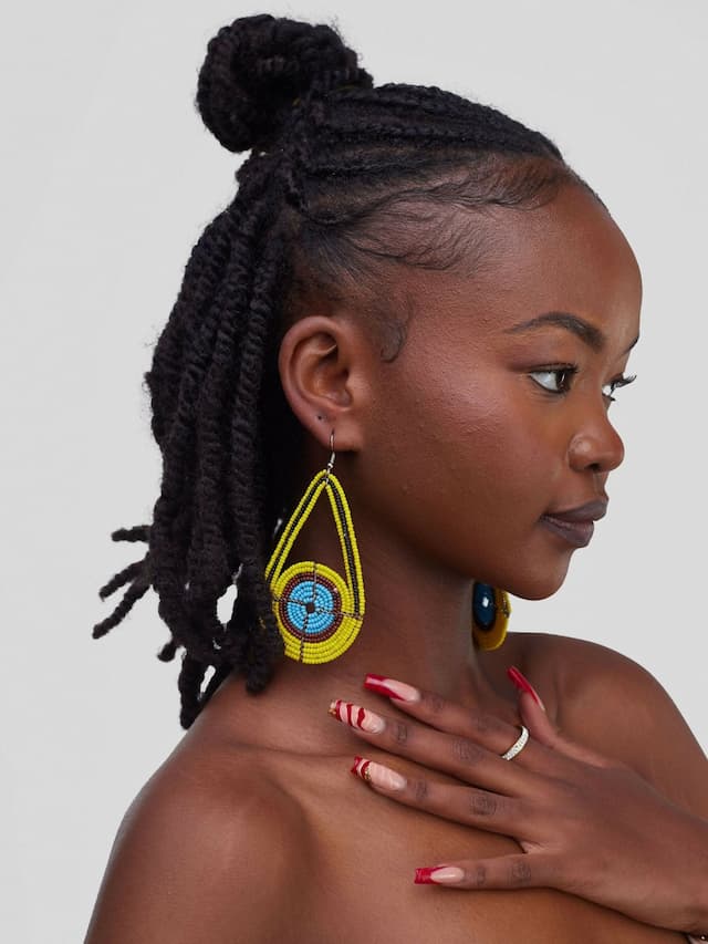 Oval Long Earring - Yellow