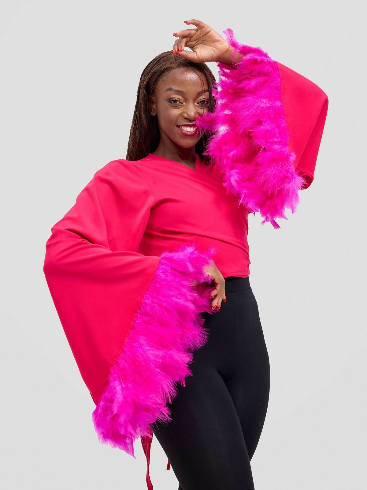 Merli Africa Hera Wrap Top - Hot Pink