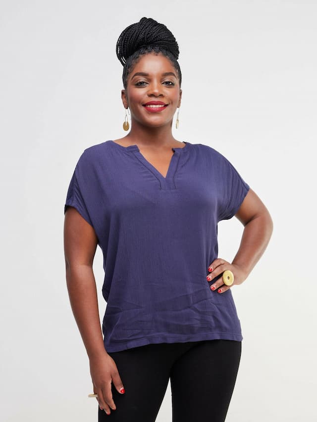 Valuespot Jersey Shirt With Crepe Front - Dark Blue