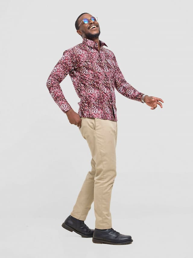 Mendilines Warm African Shirt - Maroon Print