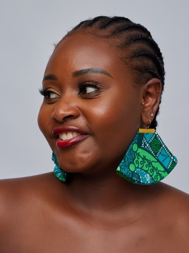 Tuli Razia Plain Ankara Earring - Green