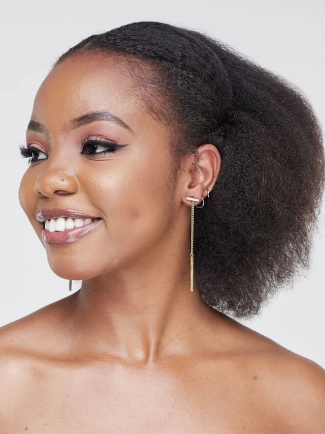 The M Collective Short Bar Brass Earrings - Gold