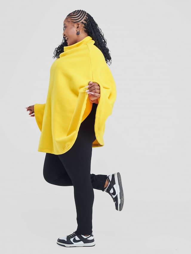 Warm Radiance With a Hidden Zipper For Effortless Wear Shawl - Yellow