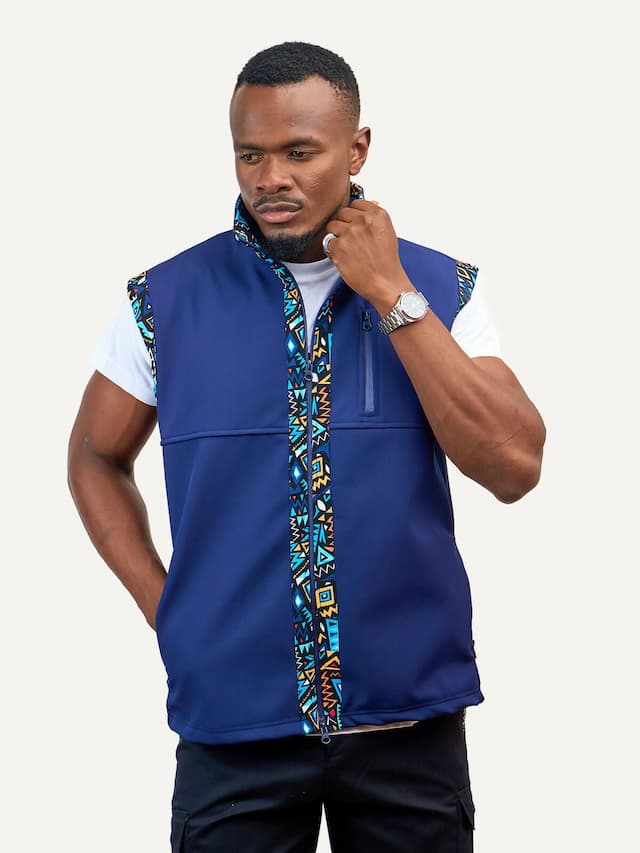 Kitu Kali Men Softshell Sleeveless Jacket - Blue